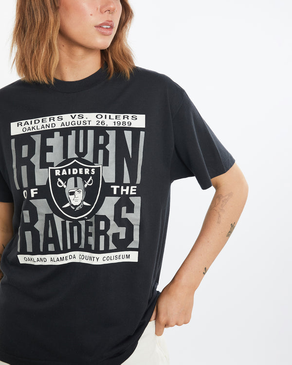 Vintage 1989 NFL Oakland Raiders Tee <br>M , The Real Deal , newtown, sydney, australia, thrift store, opshop, preloved, secondhand, sustainable, retro, antique, 70s, 80s, 90s, 2000s, 00s, fashion, clothing, streetwear, trendy, garment, style, boutique, store, shop, archive, sale, cheap, best, top