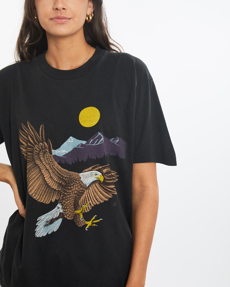 Vintage, 80s, Eagle, Wildlife, Tee, The Real Deal, size small, colour Black, newtown, sydney, australia, thrift store, opshop, preloved, secondhand, sustainable, retro, antique, 70s, 80s, 90s, 2000s, 00s, fashion, clothing, streetwear, trendy, garment, style, boutique, store, shop, archive, sale, cheap, best, top, T-Shirts