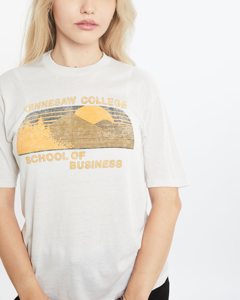 Vintage 70s Kennesaw College School of Business Tee <br>XS , The Real Deal , newtown, sydney, australia, thrift store, opshop, preloved, secondhand, sustainable, retro, antique, 70s, 80s, 90s, 2000s, 00s, fashion, clothing, streetwear, trendy, garment, style, boutique, store, shop, archive, sale, cheap, best, top