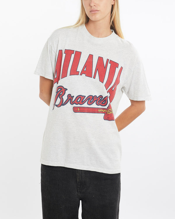 Vintage, 1996, MLB, Atlanta, Braves, Tee, The Real Deal, size medium, colour Grey, newtown, sydney, australia, thrift store, opshop, preloved, secondhand, sustainable, retro, antique, 70s, 80s, 90s, 2000s, 00s, fashion, clothing, streetwear, trendy, garment, style, boutique, store, shop, archive, sale, cheap, best, top, T-Shirts