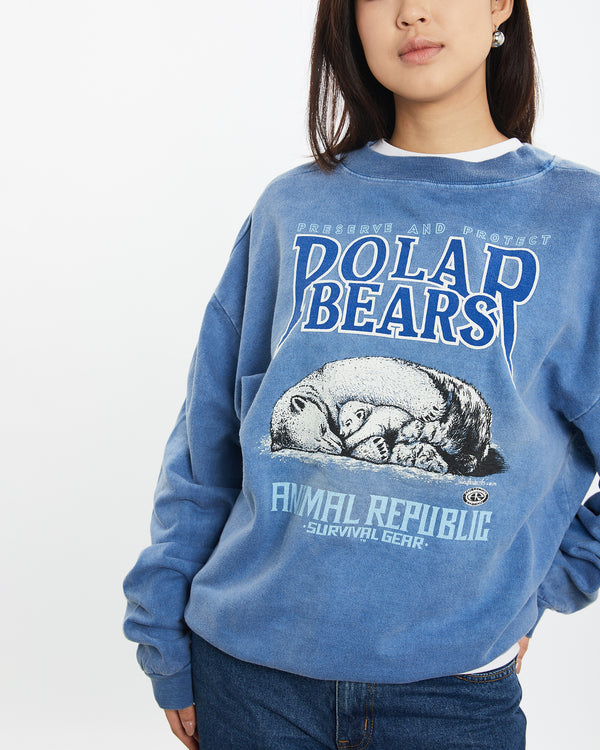 Vintage 1991 Wildlife Polar Bears Sweatshirt <br>S , The Real Deal , newtown, sydney, australia, thrift store, opshop, preloved, secondhand, sustainable, retro, antique, 70s, 80s, 90s, 2000s, 00s, fashion, clothing, streetwear, trendy, garment, style, boutique, store, shop, archive, sale, cheap, best, top