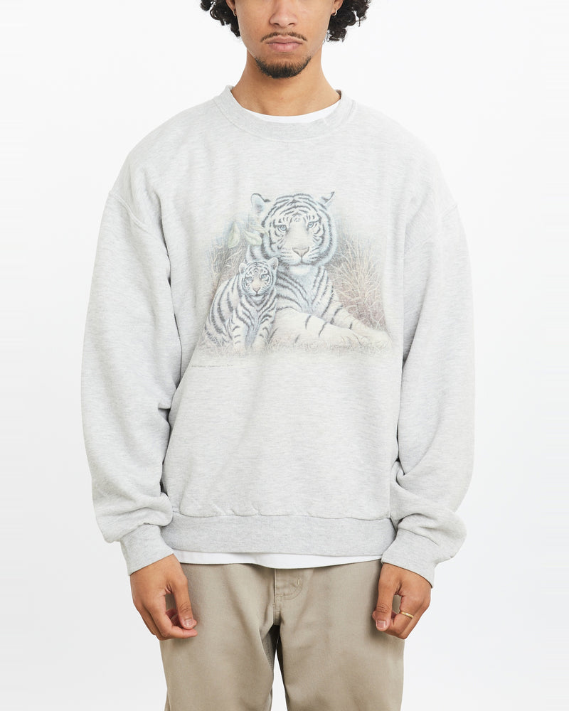 Vintage White Tiger Wildlife Sweatshirt <br>M