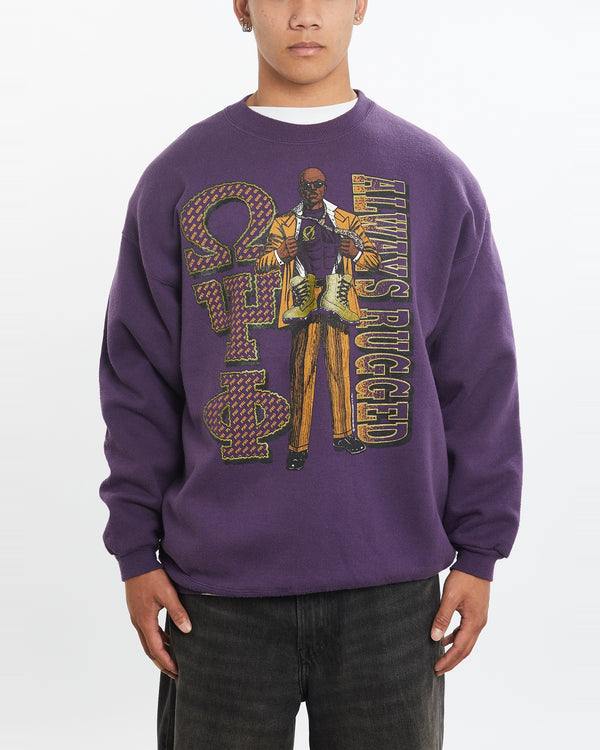 1990 Omega Psi Phi Fraternity Sweatshirt <br>L , The Real Deal , newtown, sydney, australia, thrift store, opshop, preloved, secondhand, sustainable, retro, antique, 70s, 80s, 90s, 2000s, 00s, fashion, clothing, streetwear, trendy, garment, style, boutique, store, shop, archive, sale, cheap, best, top