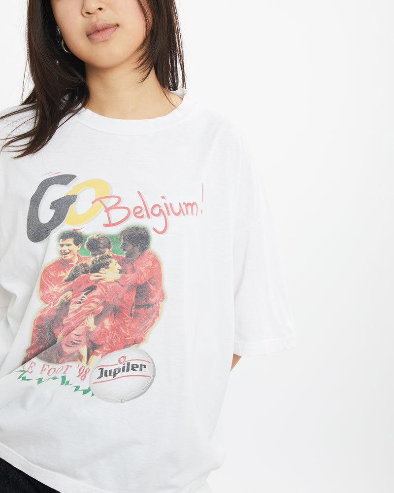 1998 France FIFA World Cup 'GO Belgium' Tee <br>S , The Real Deal , newtown, sydney, australia, thrift store, opshop, preloved, secondhand, sustainable, retro, antique, 70s, 80s, 90s, 2000s, 00s, fashion, clothing, streetwear, trendy, garment, style, boutique, store, shop, archive, sale, cheap, best, top