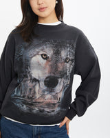 Vintage 90s Wildlife Wolf Sweatshirt <br>S