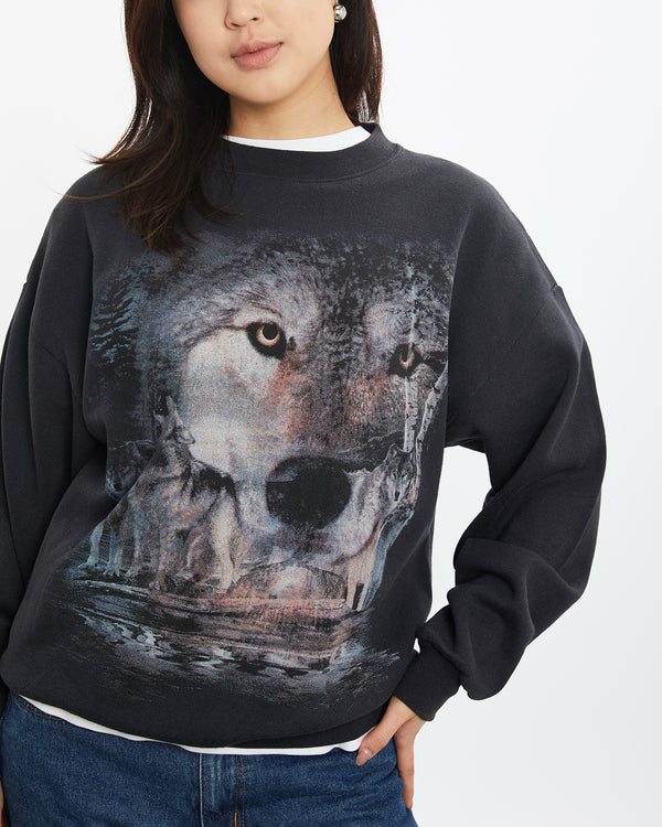 90s Wildlife Wolf Sweatshirt <br>S