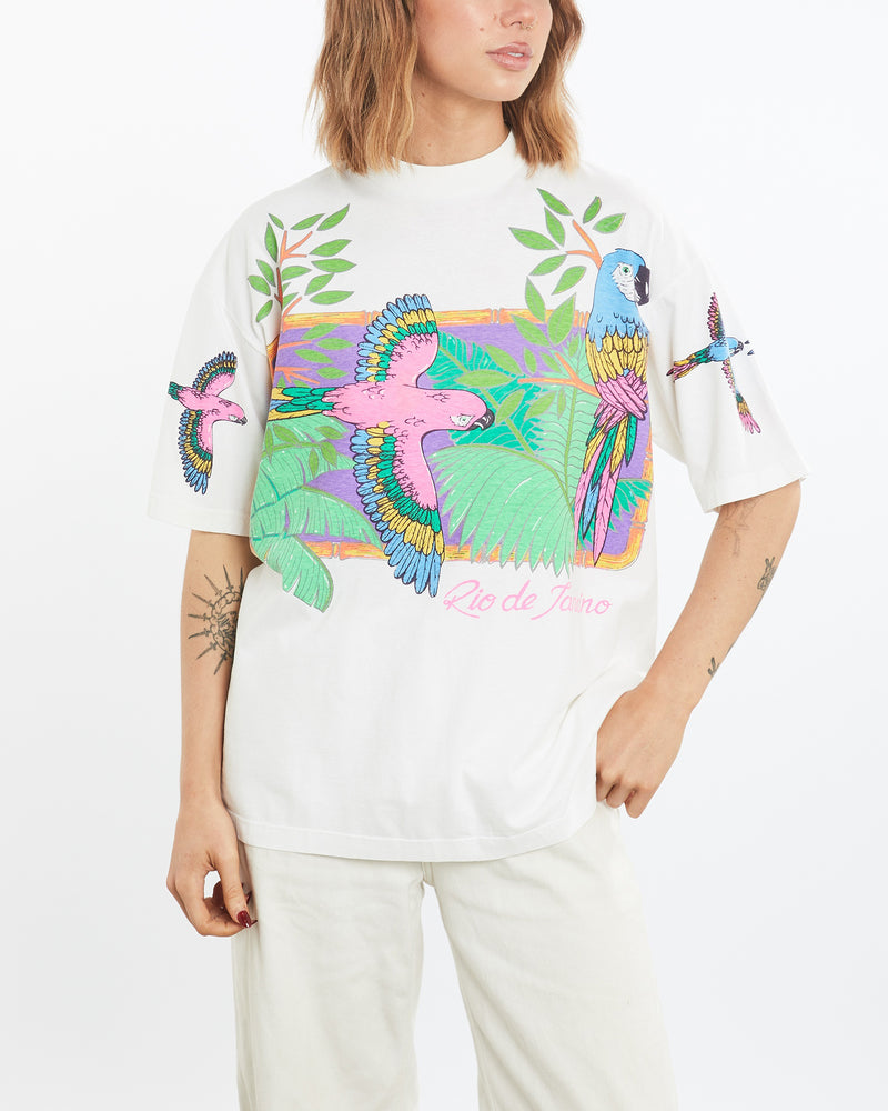 Vintage 90s Rio de Janeiro Parrot Wildlife Tee <br>M , The Real Deal , newtown, sydney, australia, thrift store, opshop, preloved, secondhand, sustainable, retro, antique, 70s, 80s, 90s, 2000s, 00s, fashion, clothing, streetwear, trendy, garment, style, boutique, store, shop, archive, sale, cheap, best, top