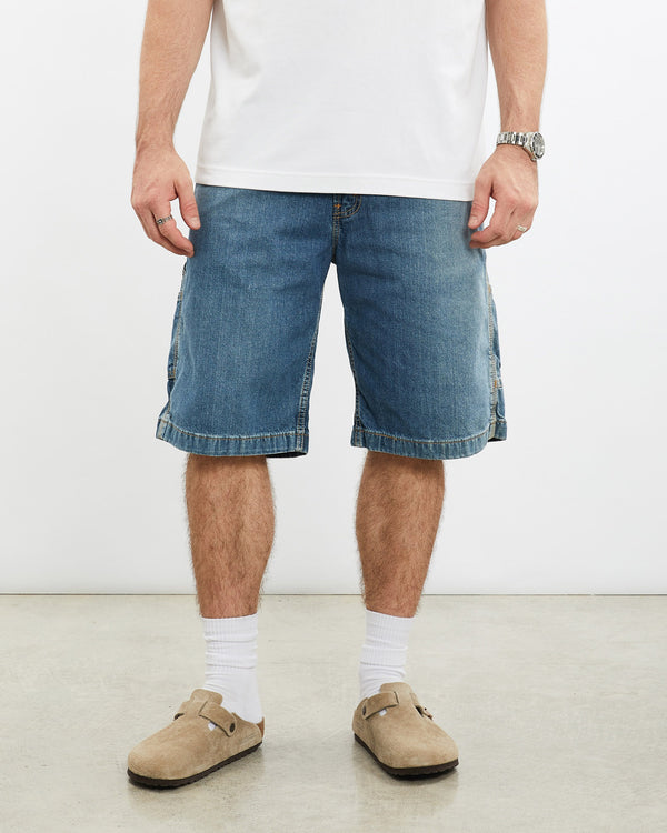 Vintage, Levi's, Denim, Carpenter, Shorts, The Real Deal, size 34", colour Blue, newtown, sydney, australia, thrift store, opshop, preloved, secondhand, sustainable, retro, antique, 70s, 80s, 90s, 2000s, 00s, fashion, clothing, streetwear, trendy, garment, style, boutique, store, shop, archive, sale, cheap, best, top, Shorts