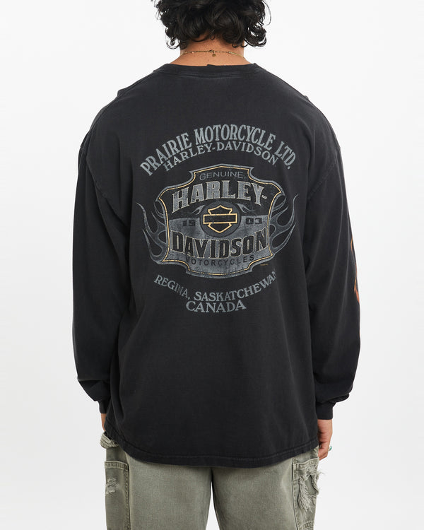 Vintage Harley Davidson Long Sleeve Tee <br>XL , The Real Deal , newtown, sydney, australia, thrift store, opshop, preloved, secondhand, sustainable, retro, antique, 70s, 80s, 90s, 2000s, 00s, fashion, clothing, streetwear, trendy, garment, style, boutique, store, shop, archive, sale, cheap, best, top