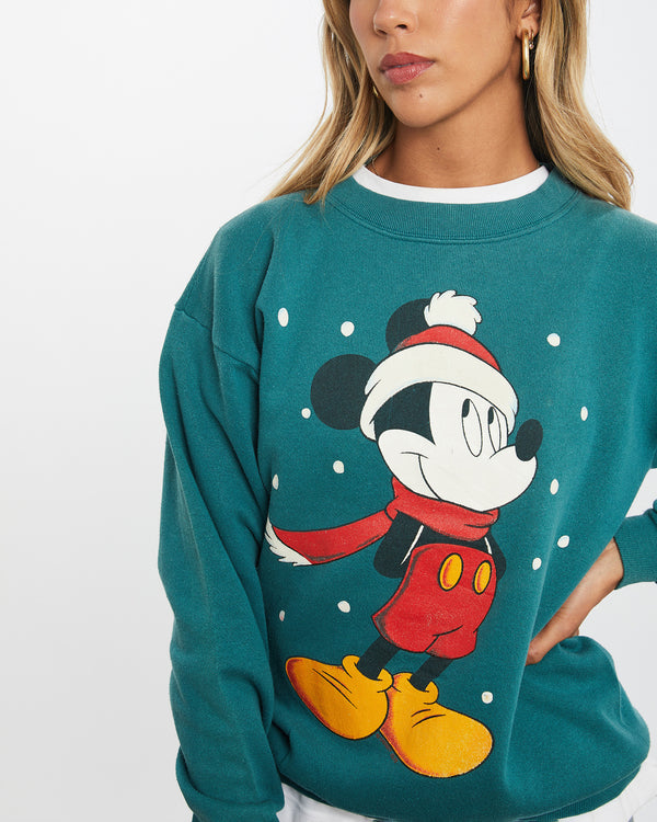 Vintage 90s Disney Mickey Mouse Christmas Sweatshirt <br>XS , The Real Deal , newtown, sydney, australia, thrift store, opshop, preloved, secondhand, sustainable, retro, antique, 70s, 80s, 90s, 2000s, 00s, fashion, clothing, streetwear, trendy, garment, style, boutique, store, shop, archive, sale, cheap, best, top