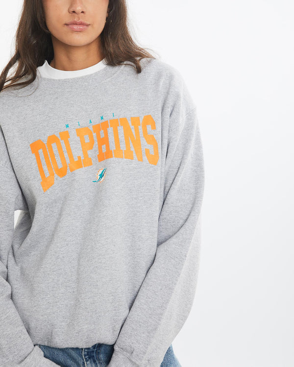 Vintage, NFL, Miami, Dolphins, Sweatshirt, The Real Deal, size small, colour Grey, newtown, sydney, australia, thrift store, opshop, preloved, secondhand, sustainable, retro, antique, 70s, 80s, 90s, 2000s, 00s, fashion, clothing, streetwear, trendy, garment, style, boutique, store, shop, archive, sale, cheap, best, top, Sweats and hoodies