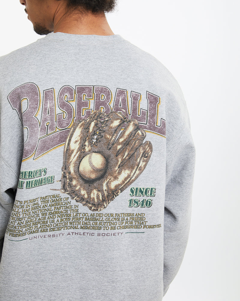 Vintage 1996 Baseball Sweatshirt <br>M , The Real Deal , newtown, sydney, australia, thrift store, opshop, preloved, secondhand, sustainable, retro, antique, 70s, 80s, 90s, 2000s, 00s, fashion, clothing, streetwear, trendy, garment, style, boutique, store, shop, archive, sale, cheap, best, top