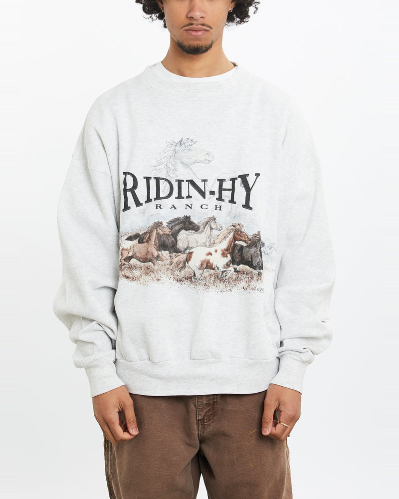 Vintage 90s Wildlife Ridin-Hy Ranch Sweatshirt <br>M , The Real Deal , newtown, sydney, australia, thrift store, opshop, preloved, secondhand, sustainable, retro, antique, 70s, 80s, 90s, 2000s, 00s, fashion, clothing, streetwear, trendy, garment, style, boutique, store, shop, archive, sale, cheap, best, top