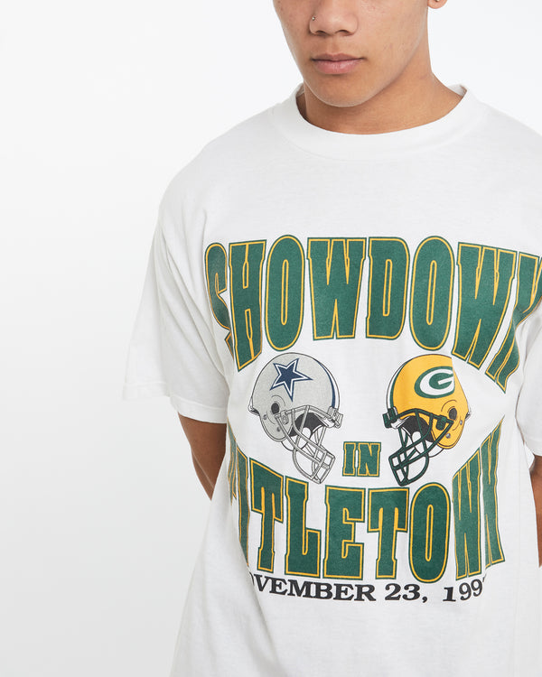 Vintage 1997 NFL Cowboys vs Packers Tee <br>L , The Real Deal , newtown, sydney, australia, thrift store, opshop, preloved, secondhand, sustainable, retro, antique, 70s, 80s, 90s, 2000s, 00s, fashion, clothing, streetwear, trendy, garment, style, boutique, store, shop, archive, sale, cheap, best, top