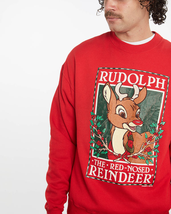 Vintage Rudolph the Red-Nosed Reindeer Sweatshirt <br>XL , The Real Deal , newtown, sydney, australia, thrift store, opshop, preloved, secondhand, sustainable, retro, antique, 70s, 80s, 90s, 2000s, 00s, fashion, clothing, streetwear, trendy, garment, style, boutique, store, shop, archive, sale, cheap, best, top