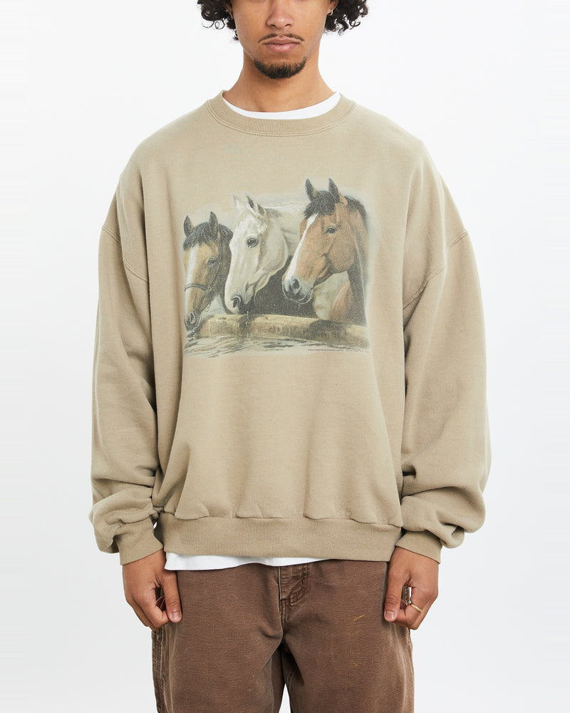 Vintage Wildlife Horse Sweatshirt <br>M , The Real Deal , newtown, sydney, australia, thrift store, opshop, preloved, secondhand, sustainable, retro, antique, 70s, 80s, 90s, 2000s, 00s, fashion, clothing, streetwear, trendy, garment, style, boutique, store, shop, archive, sale, cheap, best, top