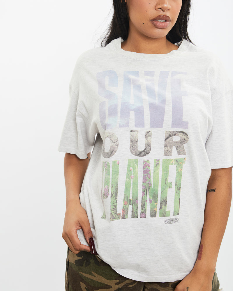 Vintage 90s Save Our Planet Tee <br>M , The Real Deal , newtown, sydney, australia, thrift store, opshop, preloved, secondhand, sustainable, retro, antique, 70s, 80s, 90s, 2000s, 00s, fashion, clothing, streetwear, trendy, garment, style, boutique, store, shop, archive, sale, cheap, best, top