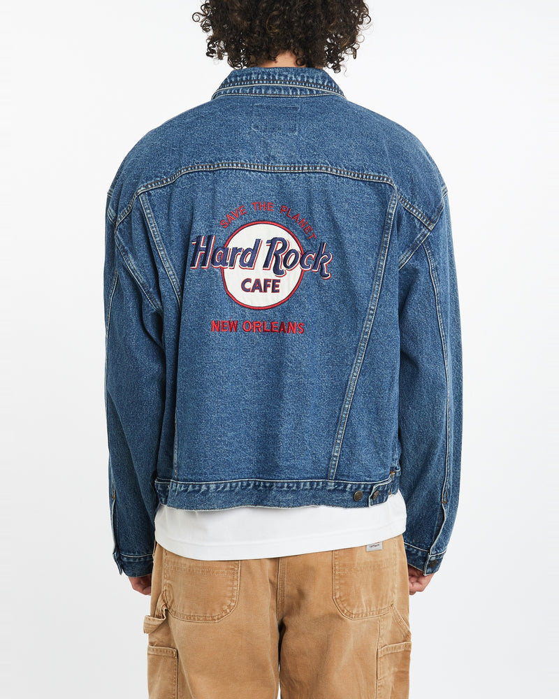 Vintage 90s Hard Rock Cafe Denim Jacket <br>XL , The Real Deal , newtown, sydney, australia, thrift store, opshop, preloved, secondhand, sustainable, retro, antique, 70s, 80s, 90s, 2000s, 00s, fashion, clothing, streetwear, trendy, garment, style, boutique, store, shop, archive, sale, cheap, best, top