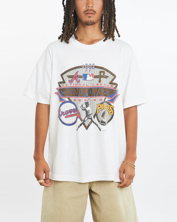 Vintage 1992 MLB Braves vs Pirates Tee <br>L