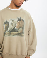 Vintage Wildlife Horse Sweatshirt <br>M , The Real Deal , newtown, sydney, australia, thrift store, opshop, preloved, secondhand, sustainable, retro, antique, 70s, 80s, 90s, 2000s, 00s, fashion, clothing, streetwear, trendy, garment, style, boutique, store, shop, archive, sale, cheap, best, top