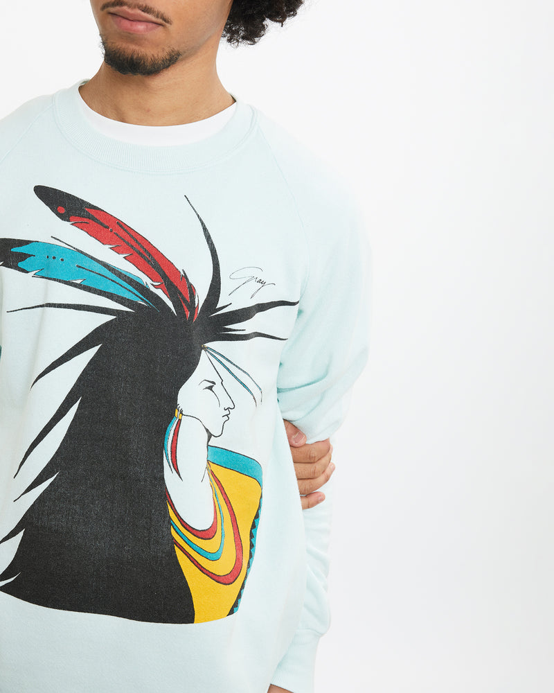 Vintage 90s Native American Sweatshirt <br>M