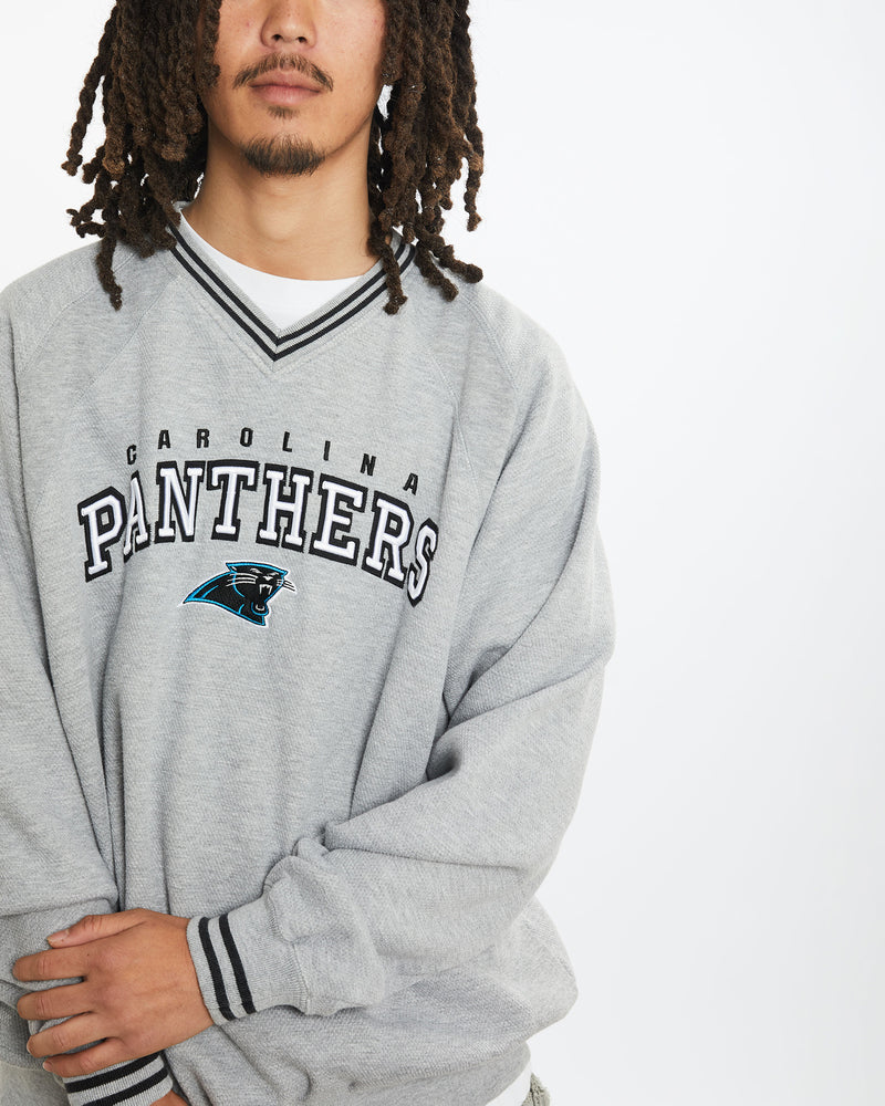 Vintage NFL Carolina Panthers Sweatshirt <br>L , The Real Deal , newtown, sydney, australia, thrift store, opshop, preloved, secondhand, sustainable, retro, antique, 70s, 80s, 90s, 2000s, 00s, fashion, clothing, streetwear, trendy, garment, style, boutique, store, shop, archive, sale, cheap, best, top