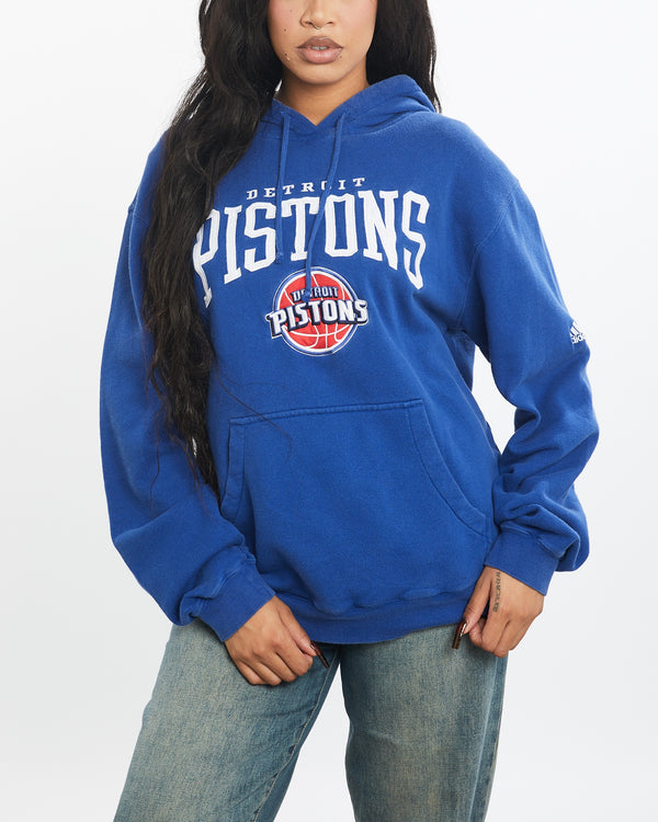 Vintage Adidas NBA Detroit Pistons Hooded Sweatshirt <br>S , The Real Deal , newtown, sydney, australia, thrift store, opshop, preloved, secondhand, sustainable, retro, antique, 70s, 80s, 90s, 2000s, 00s, fashion, clothing, streetwear, trendy, garment, style, boutique, store, shop, archive, sale, cheap, best, top