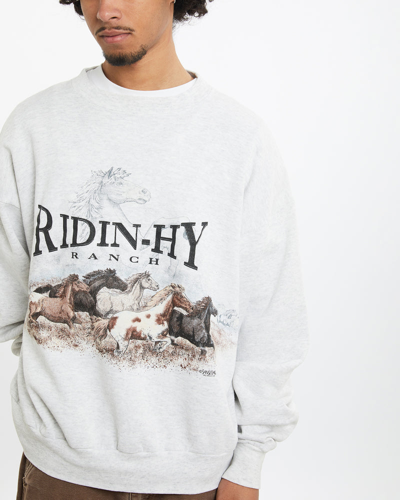 Vintage 90s Wildlife Ridin-Hy Ranch Sweatshirt <br>M , The Real Deal , newtown, sydney, australia, thrift store, opshop, preloved, secondhand, sustainable, retro, antique, 70s, 80s, 90s, 2000s, 00s, fashion, clothing, streetwear, trendy, garment, style, boutique, store, shop, archive, sale, cheap, best, top