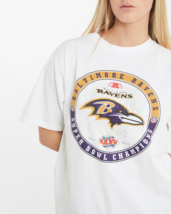 Vintage NFL Baltimore Ravens Super Bowl Tee <br>M , The Real Deal , newtown, sydney, australia, thrift store, opshop, preloved, secondhand, sustainable, retro, antique, 70s, 80s, 90s, 2000s, 00s, fashion, clothing, streetwear, trendy, garment, style, boutique, store, shop, archive, sale, cheap, best, top