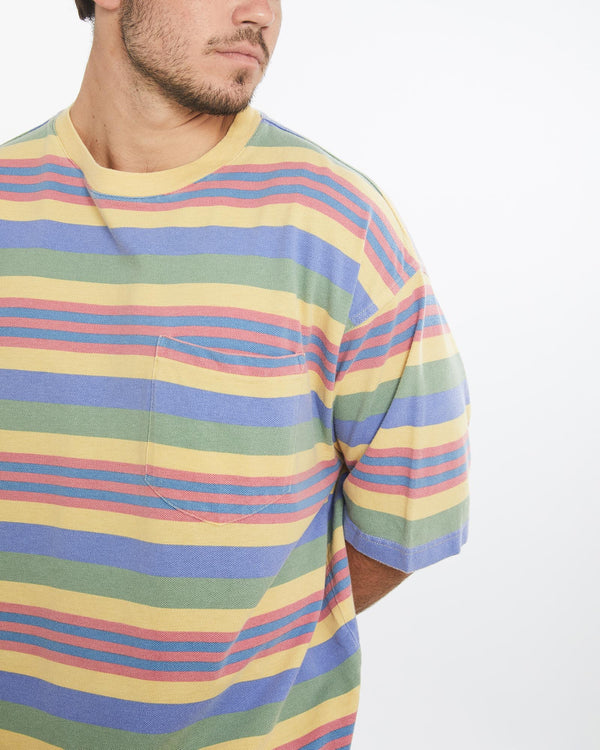 Vintage, 90s, GAP, Heavyweight, Striped, Pocket, Tee, The Real Deal, size extra large, colour Multicolour, newtown, sydney, australia, thrift store, opshop, preloved, secondhand, sustainable, retro, antique, 70s, 80s, 90s, 2000s, 00s, fashion, clothing, streetwear, trendy, garment, style, boutique, store, shop, archive, sale, cheap, best, top, T-Shirts