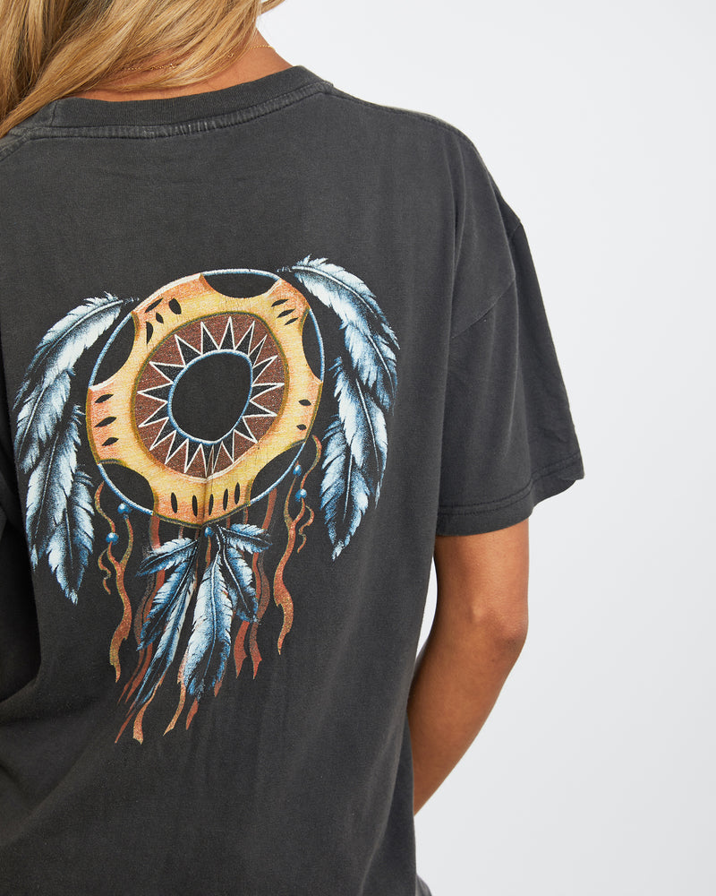 Vintage 90s American Indian Wolf Tee <br>XS , The Real Deal , newtown, sydney, australia, thrift store, opshop, preloved, secondhand, sustainable, retro, antique, 70s, 80s, 90s, 2000s, 00s, fashion, clothing, streetwear, trendy, garment, style, boutique, store, shop, archive, sale, cheap, best, top