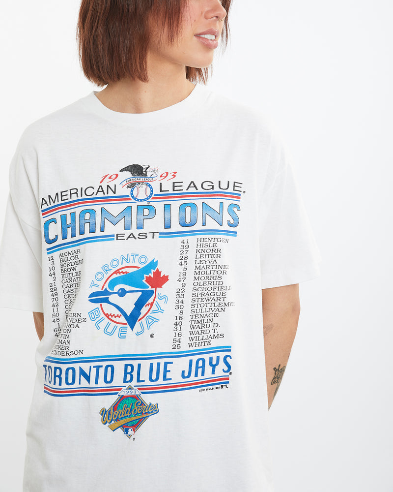 Vintage 1993 MLB Toronto Blue Jays Tee <br>M , The Real Deal , newtown, sydney, australia, thrift store, opshop, preloved, secondhand, sustainable, retro, antique, 70s, 80s, 90s, 2000s, 00s, fashion, clothing, streetwear, trendy, garment, style, boutique, store, shop, archive, sale, cheap, best, top