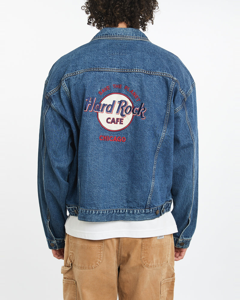 Vintage 90s Hard Rock Cafe Denim Jacket <br>XL , The Real Deal , newtown, sydney, australia, thrift store, opshop, preloved, secondhand, sustainable, retro, antique, 70s, 80s, 90s, 2000s, 00s, fashion, clothing, streetwear, trendy, garment, style, boutique, store, shop, archive, sale, cheap, best, top