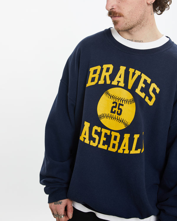 Vintage 90s Braves Baseball Sweatshirt <br>L , The Real Deal , newtown, sydney, australia, thrift store, opshop, preloved, secondhand, sustainable, retro, antique, 70s, 80s, 90s, 2000s, 00s, fashion, clothing, streetwear, trendy, garment, style, boutique, store, shop, archive, sale, cheap, best, top