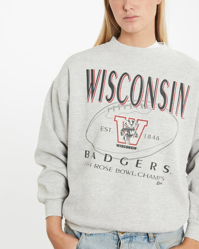 Vintage 1994 NCAA Wisconsin Badgers Rose Bowl Sweatshirt <br>M , The Real Deal , newtown, sydney, australia, thrift store, opshop, preloved, secondhand, sustainable, retro, antique, 70s, 80s, 90s, 2000s, 00s, fashion, clothing, streetwear, trendy, garment, style, boutique, store, shop, archive, sale, cheap, best, top