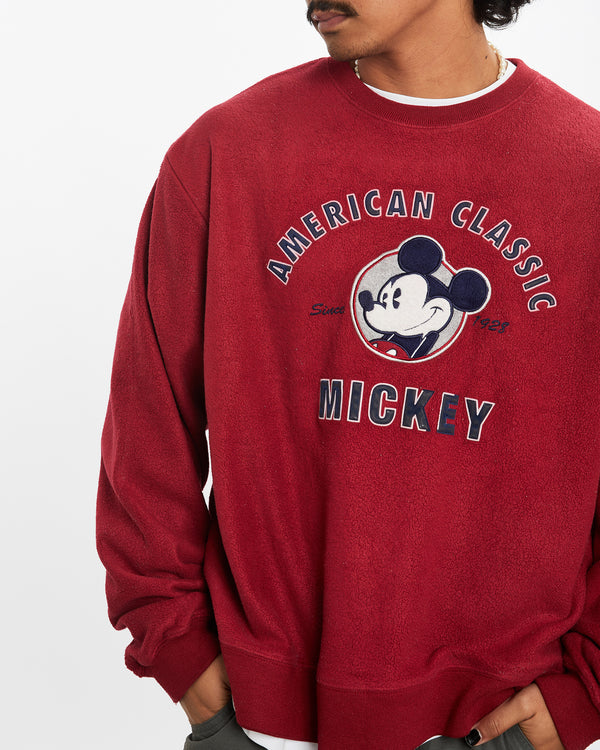 Vintage 90s Disney Mickey Mouse Fleece Sweatshirt <br>L , The Real Deal , newtown, sydney, australia, thrift store, opshop, preloved, secondhand, sustainable, retro, antique, 70s, 80s, 90s, 2000s, 00s, fashion, clothing, streetwear, trendy, garment, style, boutique, store, shop, archive, sale, cheap, best, top