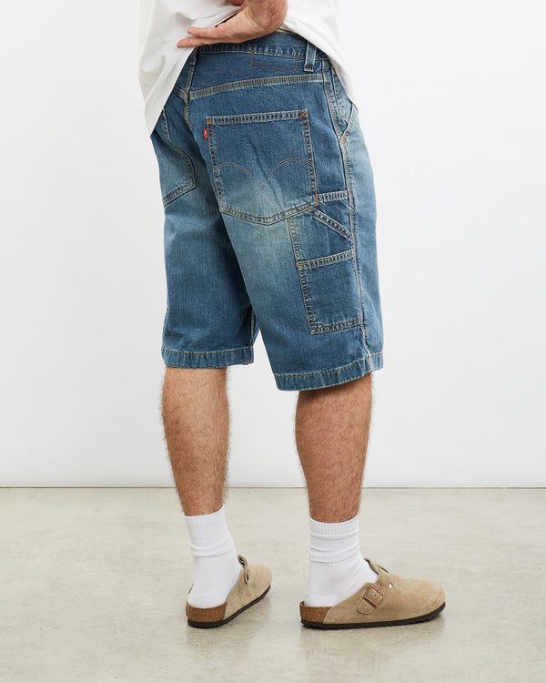 Vintage, Levi's, Denim, Carpenter, Shorts, The Real Deal, size 34", colour Blue, newtown, sydney, australia, thrift store, opshop, preloved, secondhand, sustainable, retro, antique, 70s, 80s, 90s, 2000s, 00s, fashion, clothing, streetwear, trendy, garment, style, boutique, store, shop, archive, sale, cheap, best, top, Shorts