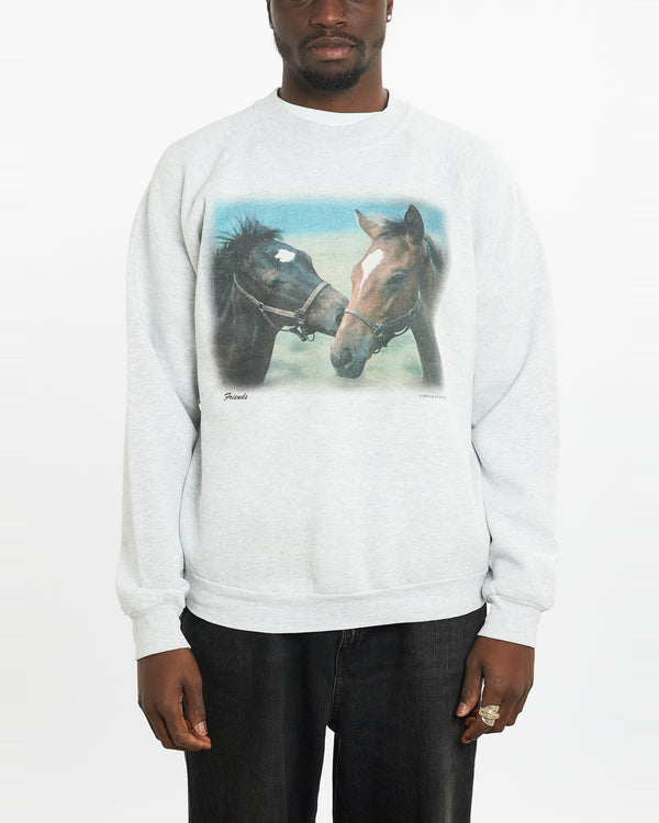 Vintage 90s Horse Wildlife Sweatshirt <br>L , The Real Deal , newtown, sydney, australia, thrift store, opshop, preloved, secondhand, sustainable, retro, antique, 70s, 80s, 90s, 2000s, 00s, fashion, clothing, streetwear, trendy, garment, style, boutique, store, shop, archive, sale, cheap, best, top