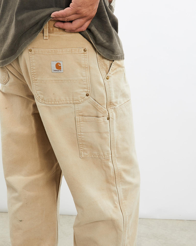 Vintage, Carhartt, Double, Knee', Carpenter, Pants, The Real Deal, size 39", colour Beige, newtown, sydney, australia, thrift store, opshop, preloved, secondhand, sustainable, retro, antique, 70s, 80s, 90s, 2000s, 00s, fashion, clothing, streetwear, trendy, garment, style, boutique, store, shop, archive, sale, cheap, best, top, Pants