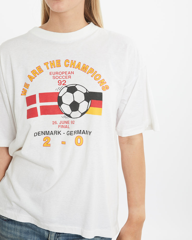 1992 Denmark vs Germany European Soccer Tee  <br>M