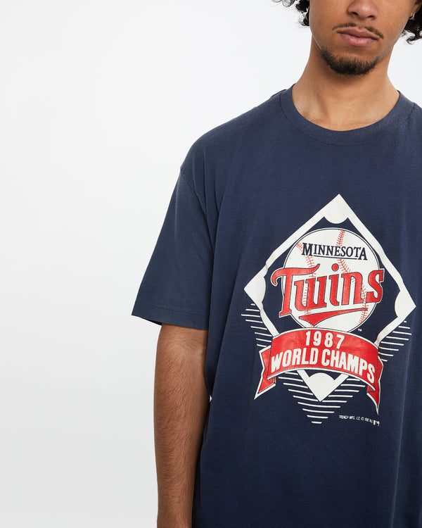 Vintage 1987 MLB Minnesota Twins Tee <br>M , The Real Deal , newtown, sydney, australia, thrift store, opshop, preloved, secondhand, sustainable, retro, antique, 70s, 80s, 90s, 2000s, 00s, fashion, clothing, streetwear, trendy, garment, style, boutique, store, shop, archive, sale, cheap, best, top