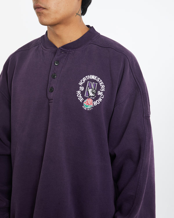 Vintage 1996 NCAA Northwestern Wildcats Rose Bowl Sweatshirt <br>XL , The Real Deal , newtown, sydney, australia, thrift store, opshop, preloved, secondhand, sustainable, retro, antique, 70s, 80s, 90s, 2000s, 00s, fashion, clothing, streetwear, trendy, garment, style, boutique, store, shop, archive, sale, cheap, best, top