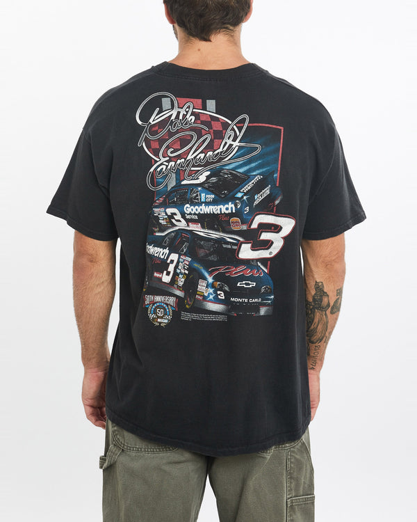 Vintage, Dale, Earnhardt, NASCAR, Racing, Tee, The Real Deal, size large, colour Black, newtown, sydney, australia, thrift store, opshop, preloved, secondhand, sustainable, retro, antique, 70s, 80s, 90s, 2000s, 00s, fashion, clothing, streetwear, trendy, garment, style, boutique, store, shop, archive, sale, cheap, best, top, T-Shirts