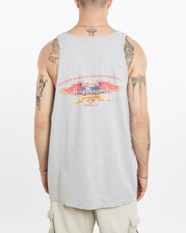 Vintage, Harley, Davidson, Tank, The Real Deal, size extra large, colour Grey, newtown, sydney, australia, thrift store, opshop, preloved, secondhand, sustainable, retro, antique, 70s, 80s, 90s, 2000s, 00s, fashion, clothing, streetwear, trendy, garment, style, boutique, store, shop, archive, sale, cheap, best, top, T-Shirts