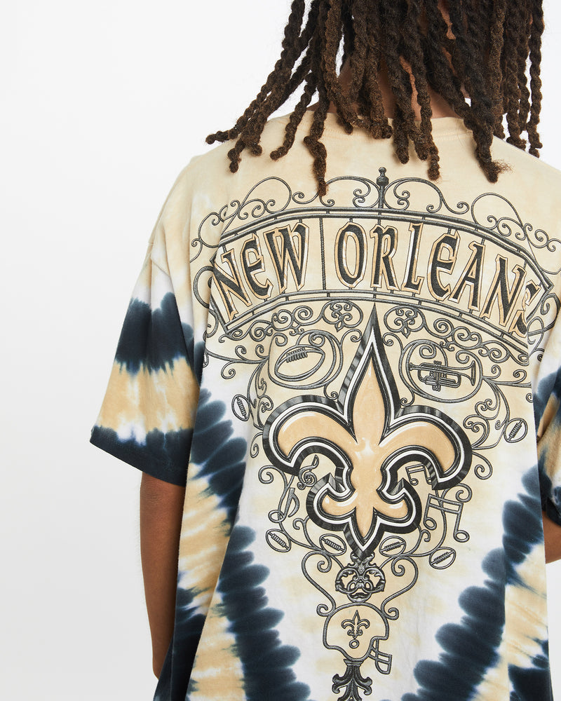 Vintage NFL New Orleans Saints Tie Dye Tee <br>XL , The Real Deal , newtown, sydney, australia, thrift store, opshop, preloved, secondhand, sustainable, retro, antique, 70s, 80s, 90s, 2000s, 00s, fashion, clothing, streetwear, trendy, garment, style, boutique, store, shop, archive, sale, cheap, best, top