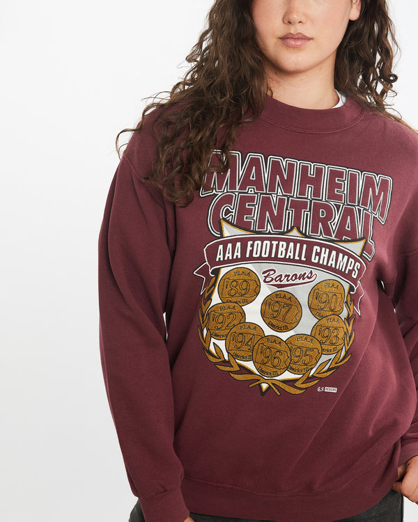 Vintage 1997 Manheim Central Barons Football Sweatshirt <br>M , The Real Deal , newtown, sydney, australia, thrift store, opshop, preloved, secondhand, sustainable, retro, antique, 70s, 80s, 90s, 2000s, 00s, fashion, clothing, streetwear, trendy, garment, style, boutique, store, shop, archive, sale, cheap, best, top