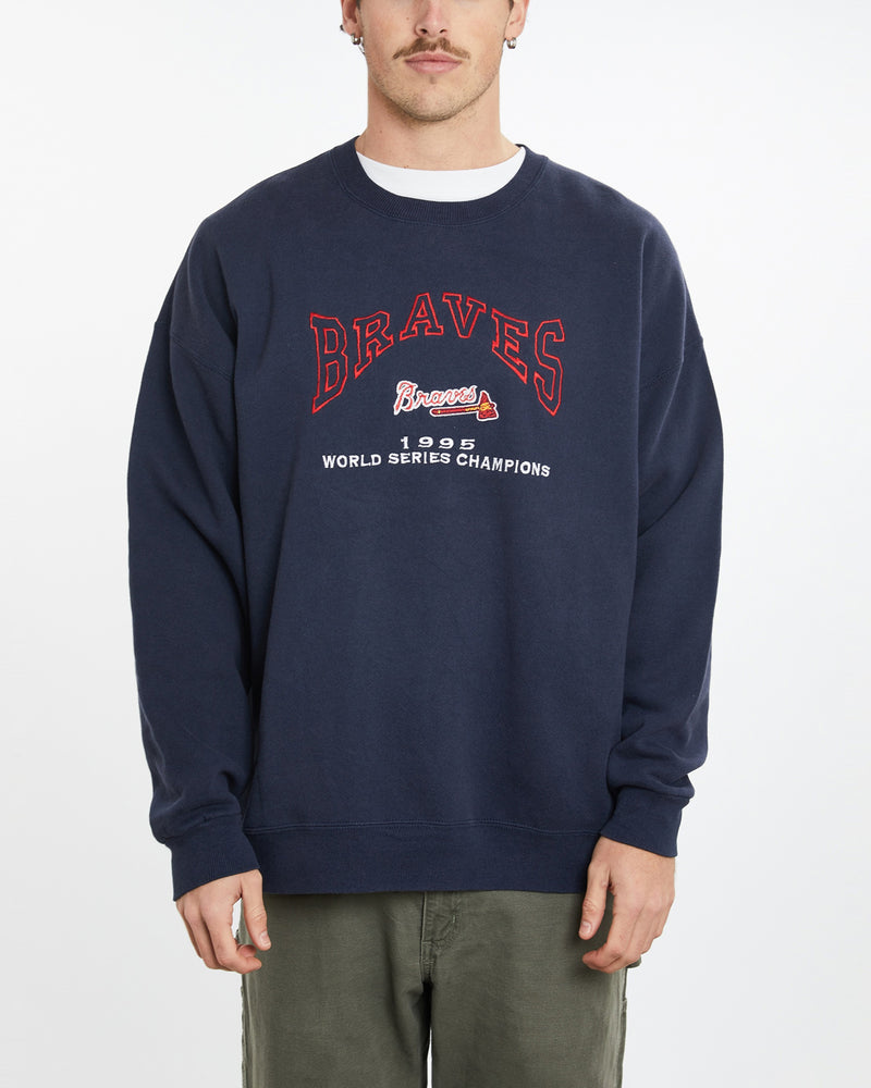 Vintage 1995 MLB Atlanta Braves World Series Sweatshirt <br>XL , The Real Deal , newtown, sydney, australia, thrift store, opshop, preloved, secondhand, sustainable, retro, antique, 70s, 80s, 90s, 2000s, 00s, fashion, clothing, streetwear, trendy, garment, style, boutique, store, shop, archive, sale, cheap, best, top