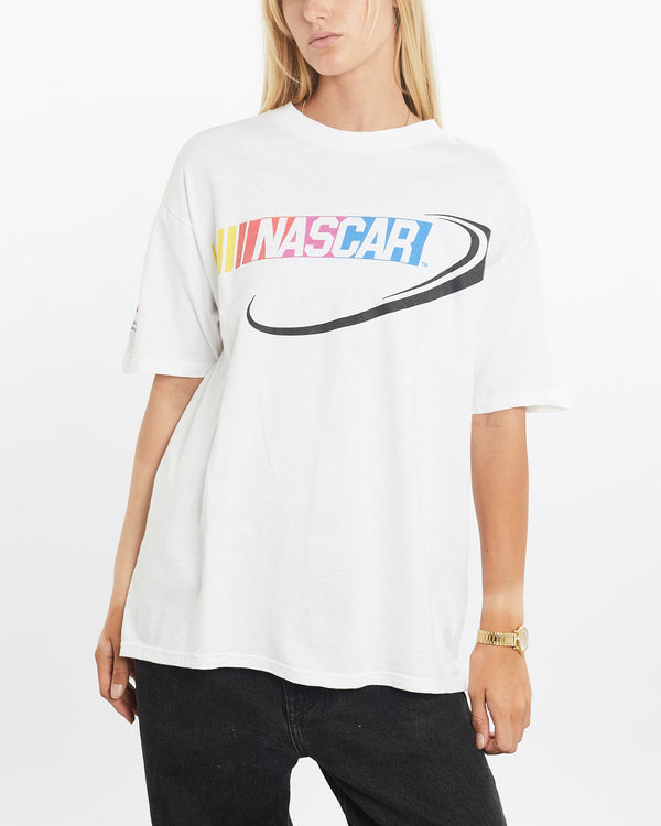 Vintage, 90s, NASCAR, Racing, Tee, The Real Deal, size large, colour White, newtown, sydney, australia, thrift store, opshop, preloved, secondhand, sustainable, retro, antique, 70s, 80s, 90s, 2000s, 00s, fashion, clothing, streetwear, trendy, garment, style, boutique, store, shop, archive, sale, cheap, best, top, T-Shirts