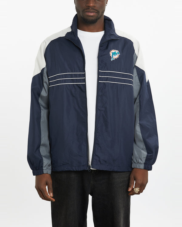 Vintage NFL Miami Dolphins Windbreaker Jacket <br>L , The Real Deal , newtown, sydney, australia, thrift store, opshop, preloved, secondhand, sustainable, retro, antique, 70s, 80s, 90s, 2000s, 00s, fashion, clothing, streetwear, trendy, garment, style, boutique, store, shop, archive, sale, cheap, best, top