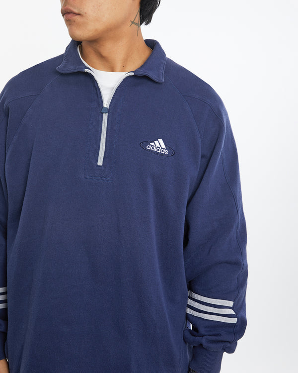 Vintage 90s Adidas Quarter Zip Sweatshirt <br>XL , The Real Deal , newtown, sydney, australia, thrift store, opshop, preloved, secondhand, sustainable, retro, antique, 70s, 80s, 90s, 2000s, 00s, fashion, clothing, streetwear, trendy, garment, style, boutique, store, shop, archive, sale, cheap, best, top